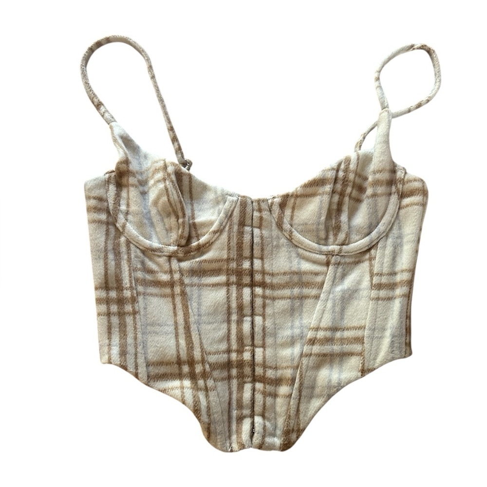 White Fox Bustier Corset Top Structured Crop Y2K Coquette Streetwear XS